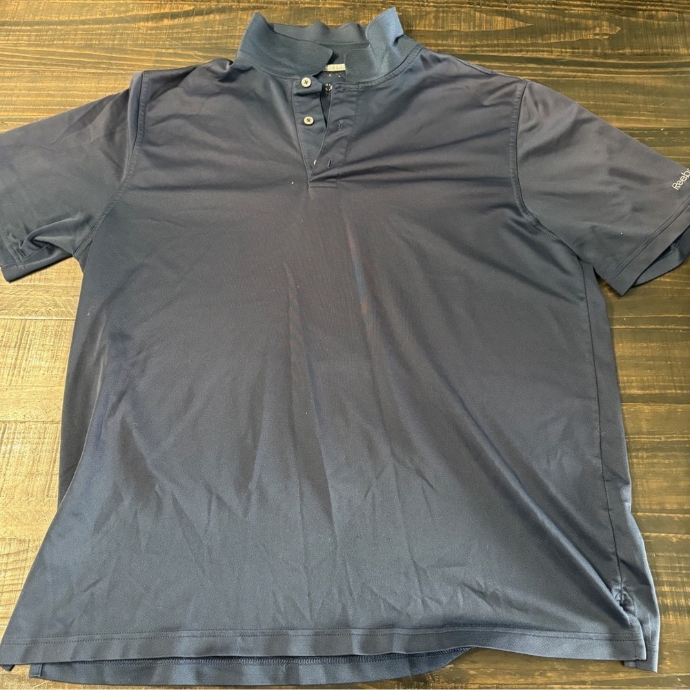 Reebok Mens Navy Blue Performance Mesh Short Sleeve Polo Shirt Size 2XLT Tall